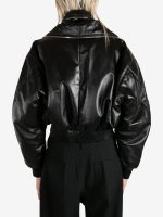 GIVENCHY - Women Zipped Shawl Collar Leather Bomber Jacket - Image 3