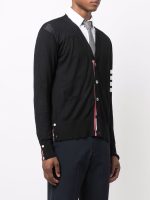 THOM BROWNE - Men Classic 4 Bar Merino Wool V-Neck Cardigan - Image 2