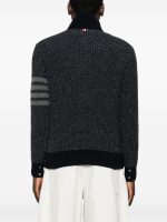 THOM BROWNE - Men Tonal Textured Stitch Funnel Neck Knitwear - Image 3