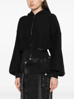 T BY ALEXANDER WANG - Women Branded Seam Label Cropped Zip Up Hoodie - Image 2