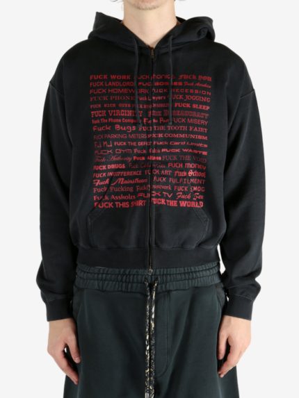VETEMENTS - Men Fuck Fitted Zip-Up Hoodie