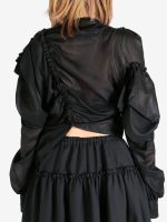 COMME DES GARCONS TAO - Women Bow Decorated V-neck Loose Blouse - Image 3