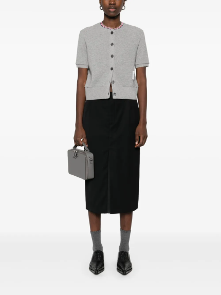 THOM BROWNE - Women Short Sleeve Crew Neck Cardigan