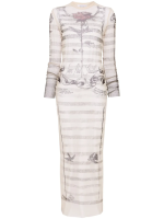 JEAN PAUL GAULTIER - Women Printed "Tattoo Marinière" Mesh Long Dress - Image 5