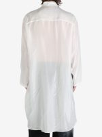 YOHJI YAMAMOTO POUR HOMME - Men Silk Asymmetry Collar Shirt - Image 3