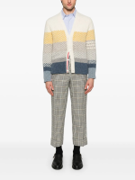 THOM BROWNE - Men Striped Herringbone Jacquard Classic V Neck Knitwear