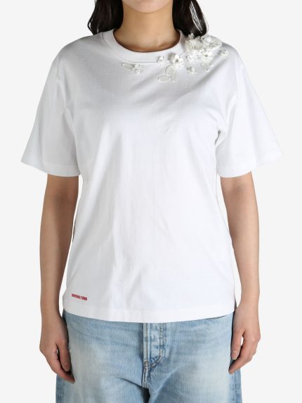 SHUSHU/TONG - Women Beaded Floral T-shirt