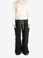 RICK OWENS - Men Cropped Biker Round Neck Sweater - Image 4