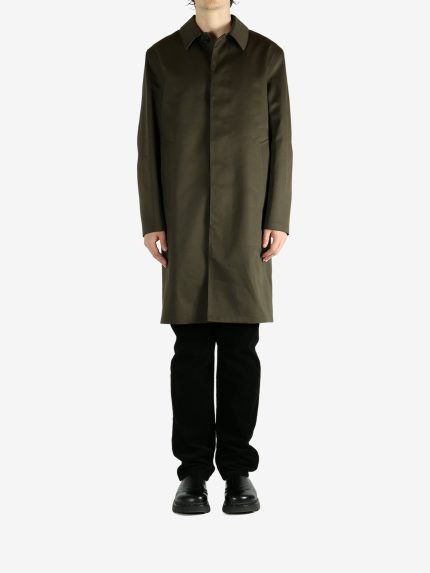 Green coat, full body view