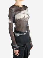 ANN DEMEULEMEESTER - Women Fiene Slim Fit Long Sleeve T-Shirt With "Angel Divine" Embroidery - Image 2