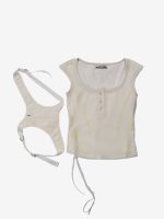 HYEIN SEO - Women Back Strap Henley Top - Image 4