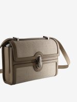 SAVETTE - Women Symmetry 19 In Herringbone Linen With Smooth Leath Bag - Image 2