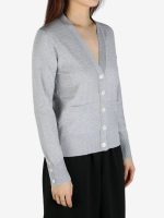 THOM BROWNE - Women Floated Cable Stitch  W/Knit In 4 Bar Stripe V Neck Cardigan - Image 2
