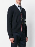 THOM BROWNE - Men Milano Stitch V Neck Cotton Crepe Cardigan - Image 2
