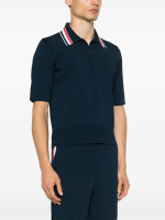 THOM BROWNE - Men Full Needle Stitch SS Tennis Polo  W/ RWB Stripe T-shirt - Image 2