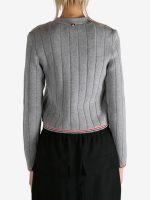 THOM BROWNE - Women Ladder Full Needle Rib Stitch V Neck Knitwear - Image 3