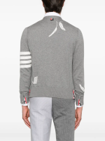 THOM BROWNE - Men Intarsia 4 Bar Stripe High V Neck Cardigan - Image 3