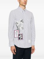 THOM BROWNE - Men Straight Fit L/S BD W/Satin Fill Stitch Flowers With Applique Shirt - Image 2