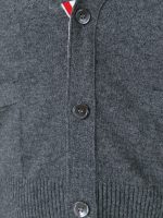 THOM BROWNE - Men Classic Short V Neck Cardigan W/ White 4 Bar Stripe In Cashmere - Image 4