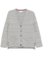 THOM BROWNE - Women Seersucker Knit Tweed Jacquard V Neck Cardigan - Image 5