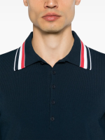 THOM BROWNE - Men Full Needle Stitch SS Tennis Polo  W/ RWB Stripe T-shirt - Image 4
