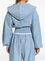 T BY ALEXANDER WANG - Women Branded Seam Label Cropped Zip Up Hoodie - Image 2