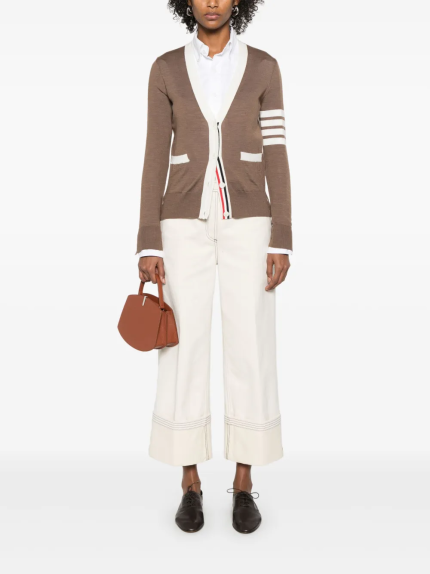 THOM BROWNE - Women Relaxed Fit V Neck Knitwear