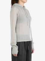 AMOMENTO - Women Sheer Drawstring Knit Hoodie - Image 2