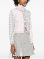 THOM BROWNE - Women Fun Mix Gingham Check Birdseye Back Jacquard Cropped Crew Neck Knitwear - Image 2