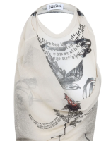 JEAN PAUL GAULTIER - Women Printed "Tattoo Rose & Bird" Double Layer Mesh Long Dress - Image 3