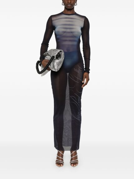 JEAN PAUL GAULTIER - Women Printed "Le Mâle" Mesh Long Dress