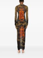 JEAN PAUL GAULTIER - Women Mesh Printed "Médaillon" Long Dress - Image 3