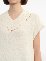 Y'S - Women Distressed V-neck Sleeveless Sweater - Image 4