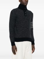 THOM BROWNE - Men Tonal Textured Stitch Funnel Neck Knitwear - Image 2