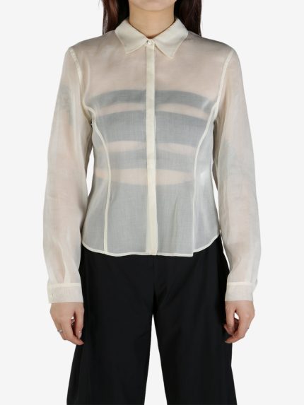 AMOMENTO - Women Sheer Slim Fit Shirt