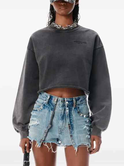ALEXANDER WANG - Women Cropped Crewneck Sweatshirt