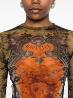 JEAN PAUL GAULTIER - Women Mesh Printed "Médaillon" Long Dress - Image 4