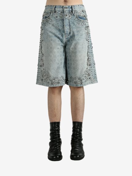Blue shorts worn by a person, showing the shorts’ fit