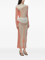 JEAN PAUL GAULTIER - Women Pinstripe Body Morphing Mesh Bodysuit - Image 2