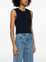 POLO RALPH LAUREN - Women Sleeveless Cable-Knit Sweater - Image 2