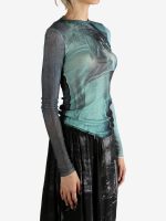 JEAN PAUL GAULTIER - Women Mesh Printed "Water" Long Sleeves Top - Image 2