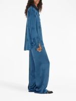 BURBERRY - Women Alex Silk Logo Pattern Trousers - Image 2