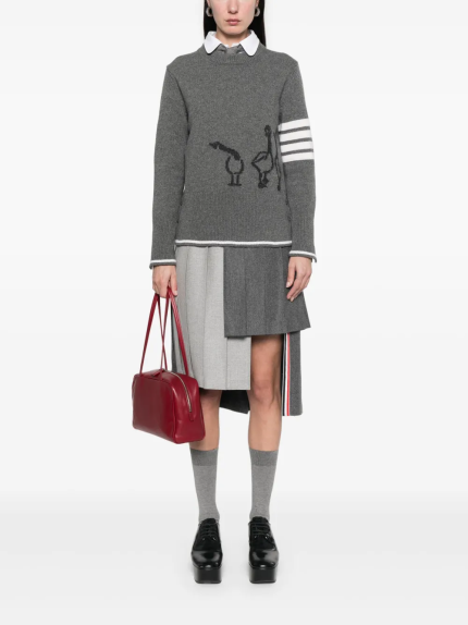 THOM BROWNE - Women Geese Jersey Intarsia Boxy Crew Neck Knitwear