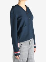THOM BROWNE - Women Milano Stitch  W/RWB Stripe Cardigan Hoodie - Image 2