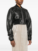 RICK OWENS - Women Cropped Leather Girdered Bomber - Image 2