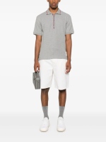 THOM BROWNE - Men Short Sleeve Rib Cuff Polo W/ Rwb Stripe
