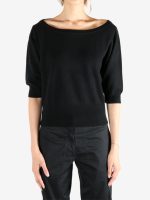 Black knitwear worn by a person, showing the knitwear's fit