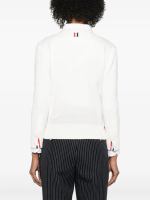 THOM BROWNE - Women Feather Jersey Intarsia Mix Stitch 3/4 Sleeve V Neck Cardigan - Image 3