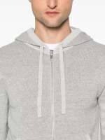 THOM BROWNE - Men Textured Striped Stitch Relaxed Fit Zip Up Hoodie - Image 4