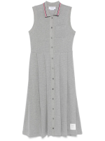 THOM BROWNE - Women Sleeveless Pleated Bottom Polo Dress - Image 5